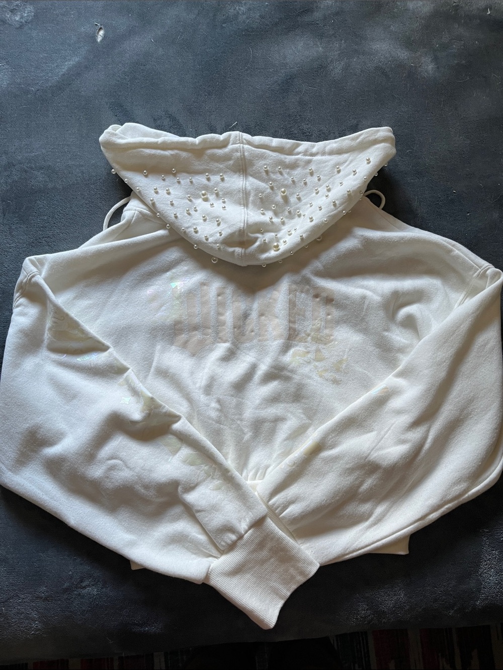 Wicked White Hoodie Sweater with Pearl Hood